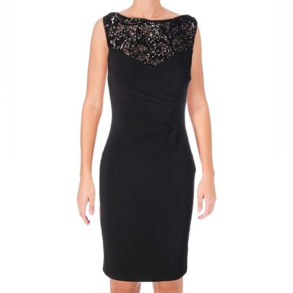 Lauren Ralph Lauren Classic Sheer sequin Lace cocktail Dress Size 8 NWT - Picture 2 of 16